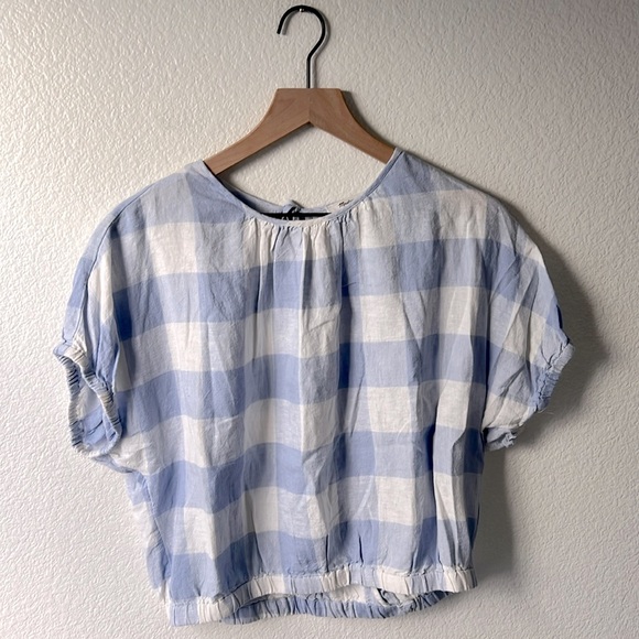 Madewell Linen-Blend Michele Bubble Top in Gingham Check - Picture 5 of 8